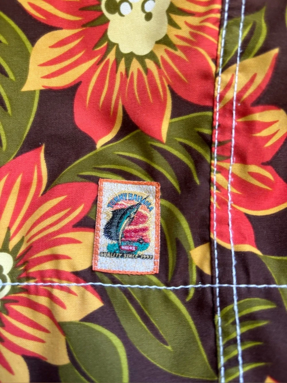 Tommy Bahama Men's‎ Floral Tropical Swim Trunks M Brown Orange Green Lined